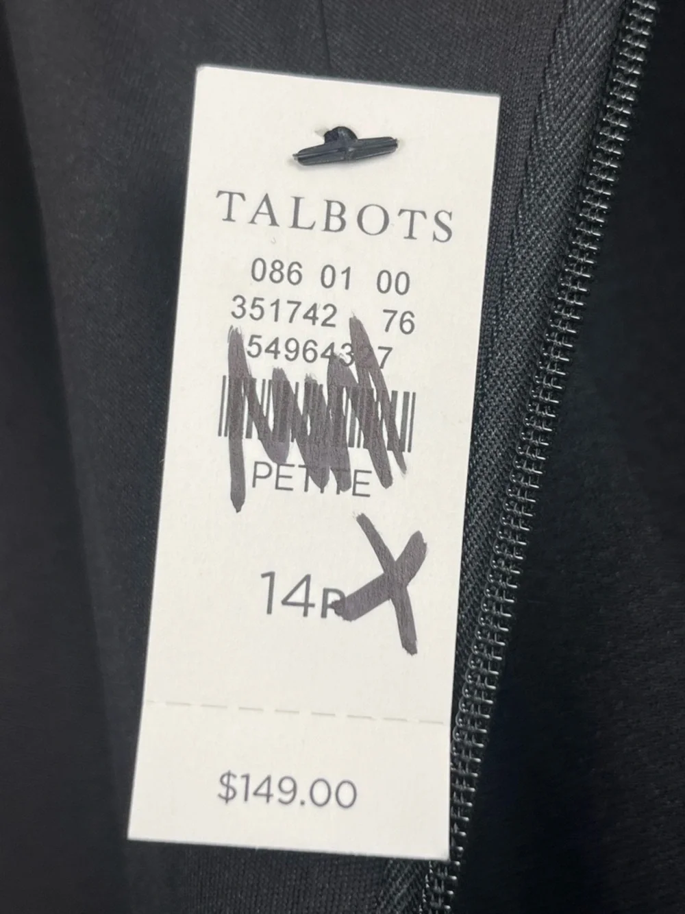 NWT Talbots black modest bow detail sheath style dress, size 14P.